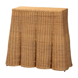 bali & pari Palm Scallop Natural Rattan Console Table - Handwoven Wicker Accent Table for Hallway or Entryway, Coastal & Boho D?cor, Rectangle 36"